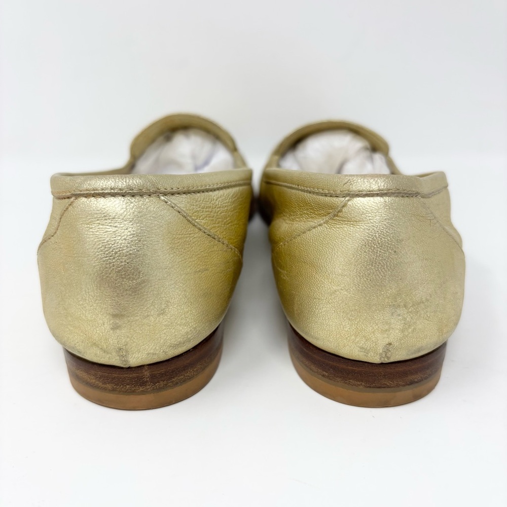 Chanel Vintage CC Golden Leather Loafers Gold Logo Flats EU 37 - Picture 6 of 16